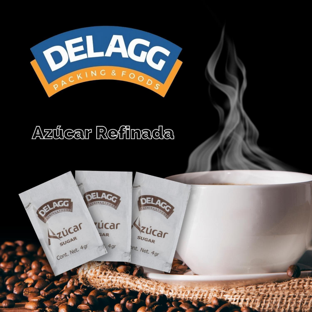 Azúcar Refinada - Caja 1,000 piezas de 4gr - Delagg